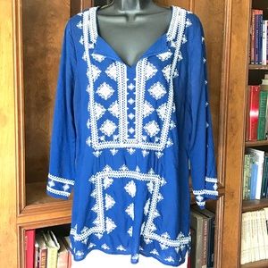 Lucky Brand 🍀 blue|white Tunic 〰️ size L
